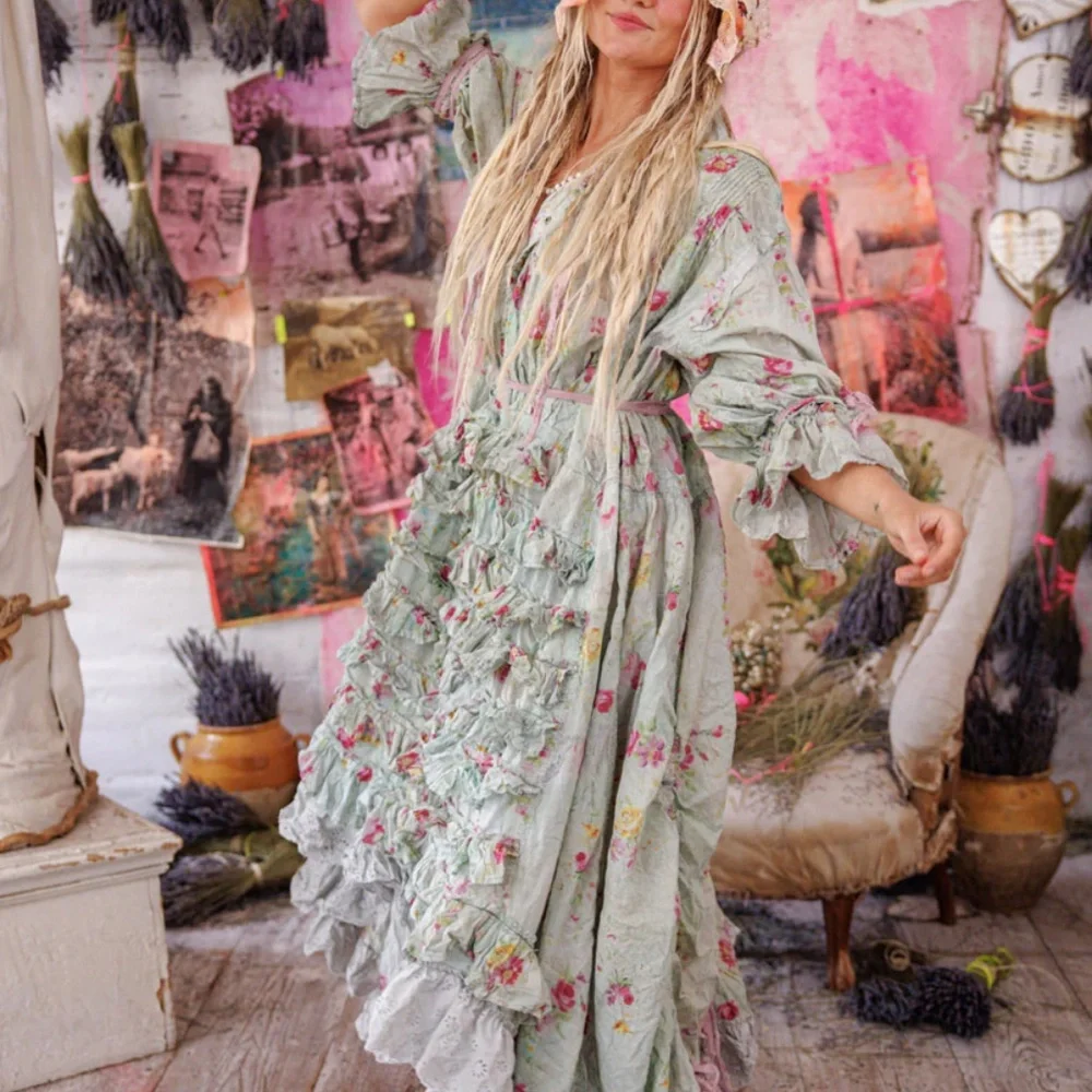 🪻NWT MAGNOLIA PEARL AMADEUS RUFFLE GOWN🪻 - Picture 2 of 10